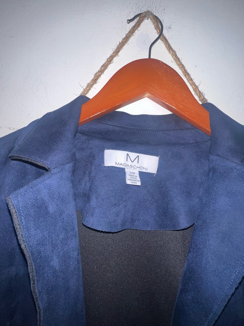 Magaschoni Men's Deep Navy Suede-Style Shirt Jacket